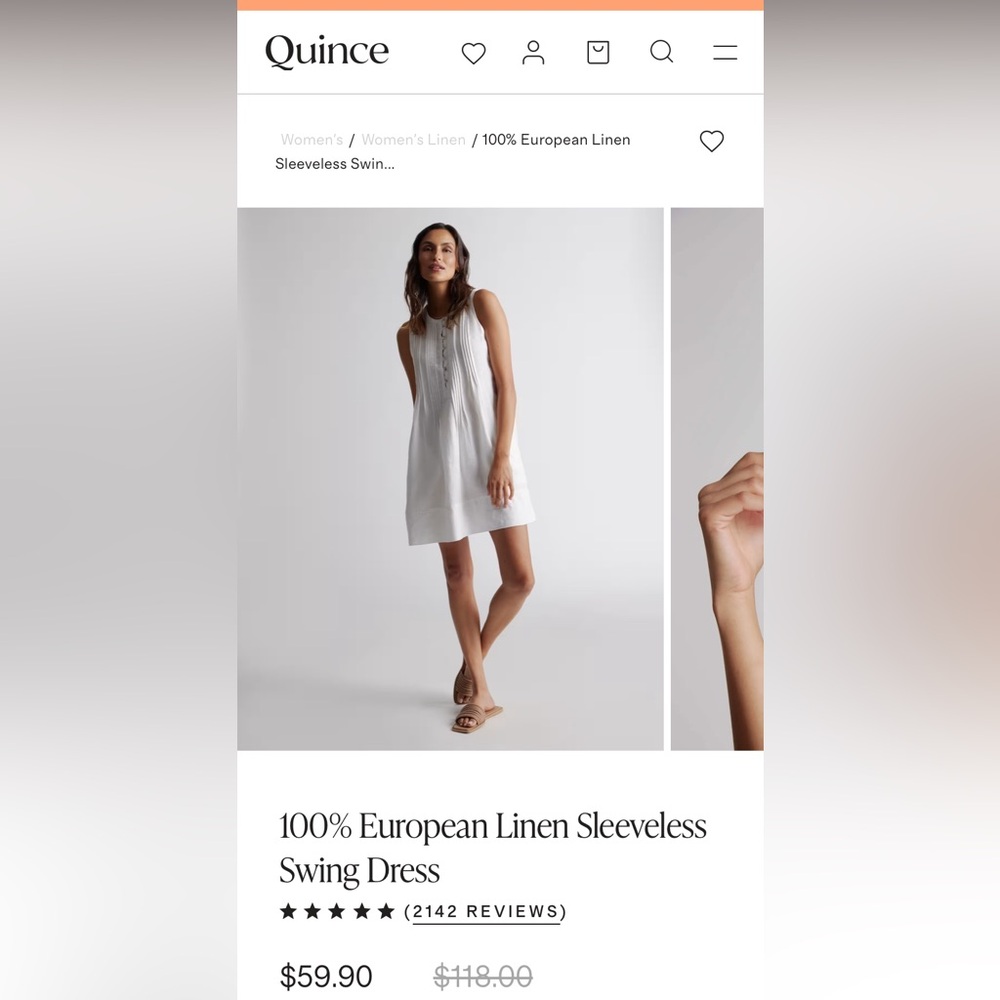 Quince White Sleeveless Linen Swing Dress